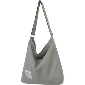 Women's Grey Imported Canvas Retro Large Size Shoulder Crossbody Tote Bag